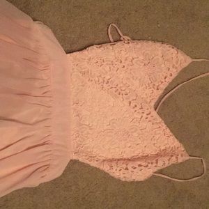 A long baby pink summer dress